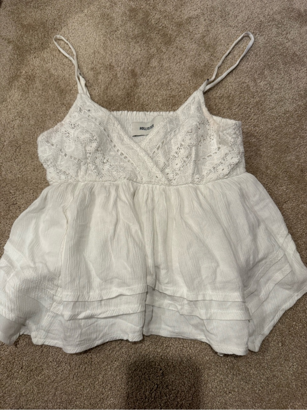 Hollister White Crochet Lace Tank